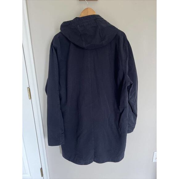 Mens Black Hooded Utility Parka Jacket Long Sleeve Full Zip Pockets - Picture 8 of 11